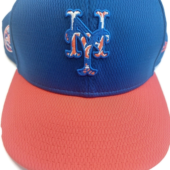 59Fifty New Era Size 7 7/8 New York Mets Fitted Hat Cap Blue Orange - Picture 2 of 6